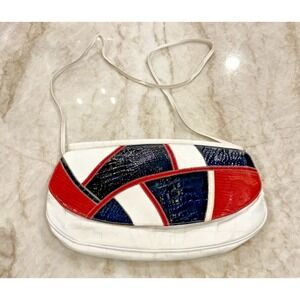 Vtg Palizzio Leather & Snakeskin Patchwork Bag Shoulder‎ Handbag Purse 70s 80s